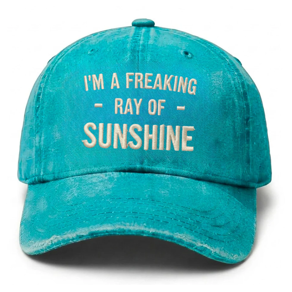 Vintage Washed "I'm A Freaking Ray Of Sunshine" Embroidered Cap