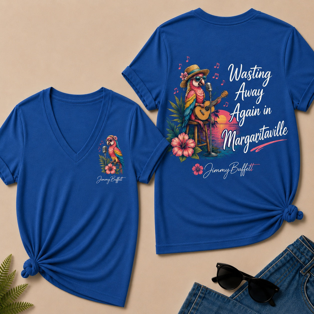 Jimmy Buffett Wasting Away Again In Margaritaville V-Neck T-Shirt