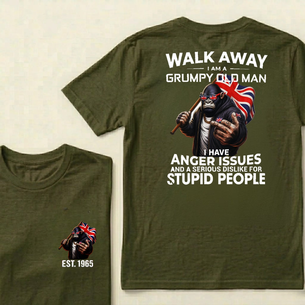Custom EST.Year Walk Away I Am A Grumpy Old Man T-Shirt