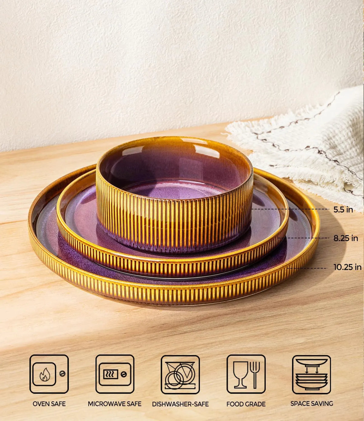 Elegant Ceramic Dinnerware Set – 12-Piece European Tableware Collection