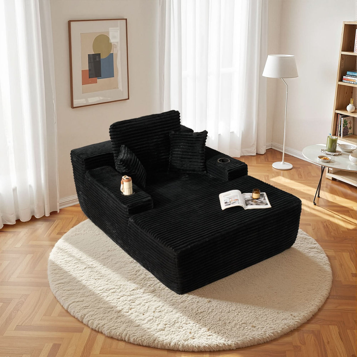 🔥Chaise Lounge Chair with Cup Holders
