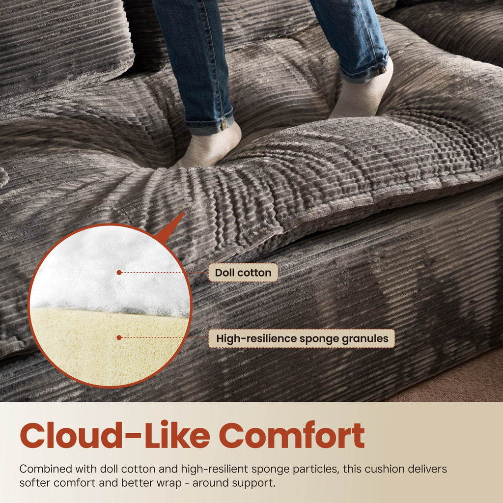 Modular Sectional Sofa with Chaise,Deep Seat Cloud Couch, Modern L-Shape