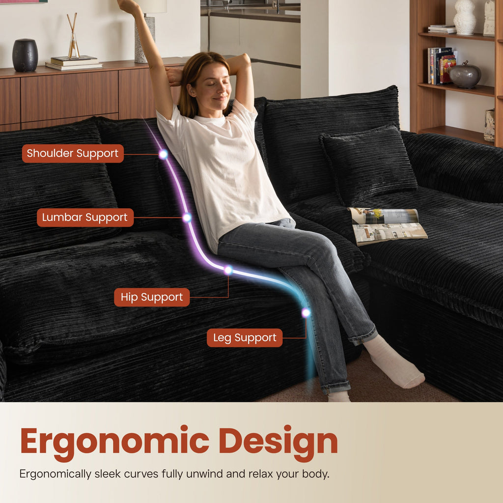 Modular Sectional Sofa with Chaise,Deep Seat Cloud Couch, Modern L-Shape