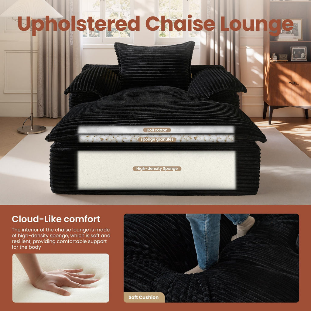 Boneless Lounge Chaise with Cloud Plush Sofa Bed