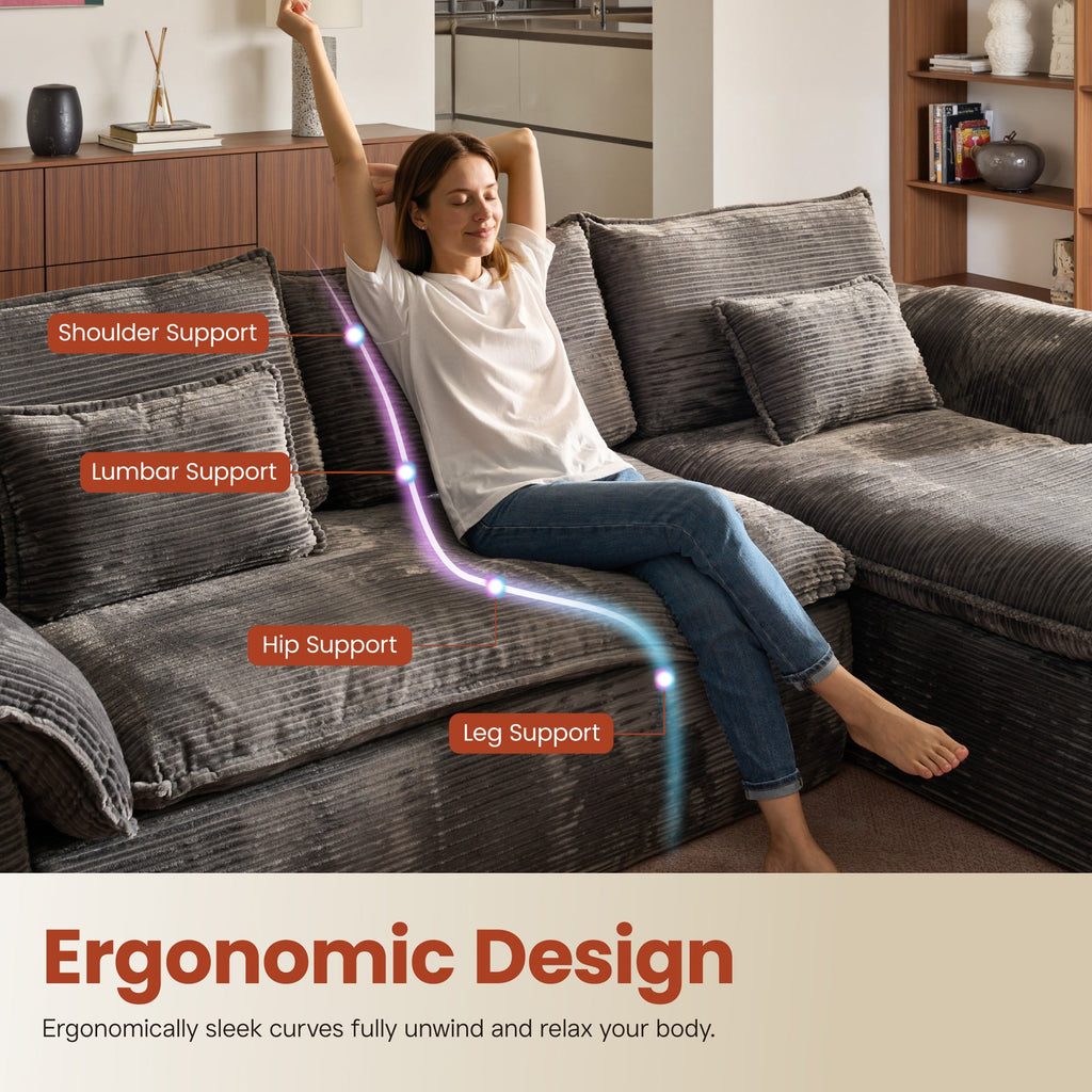 Modular Sectional Sofa with Chaise,Deep Seat Cloud Couch, Modern L-Shape