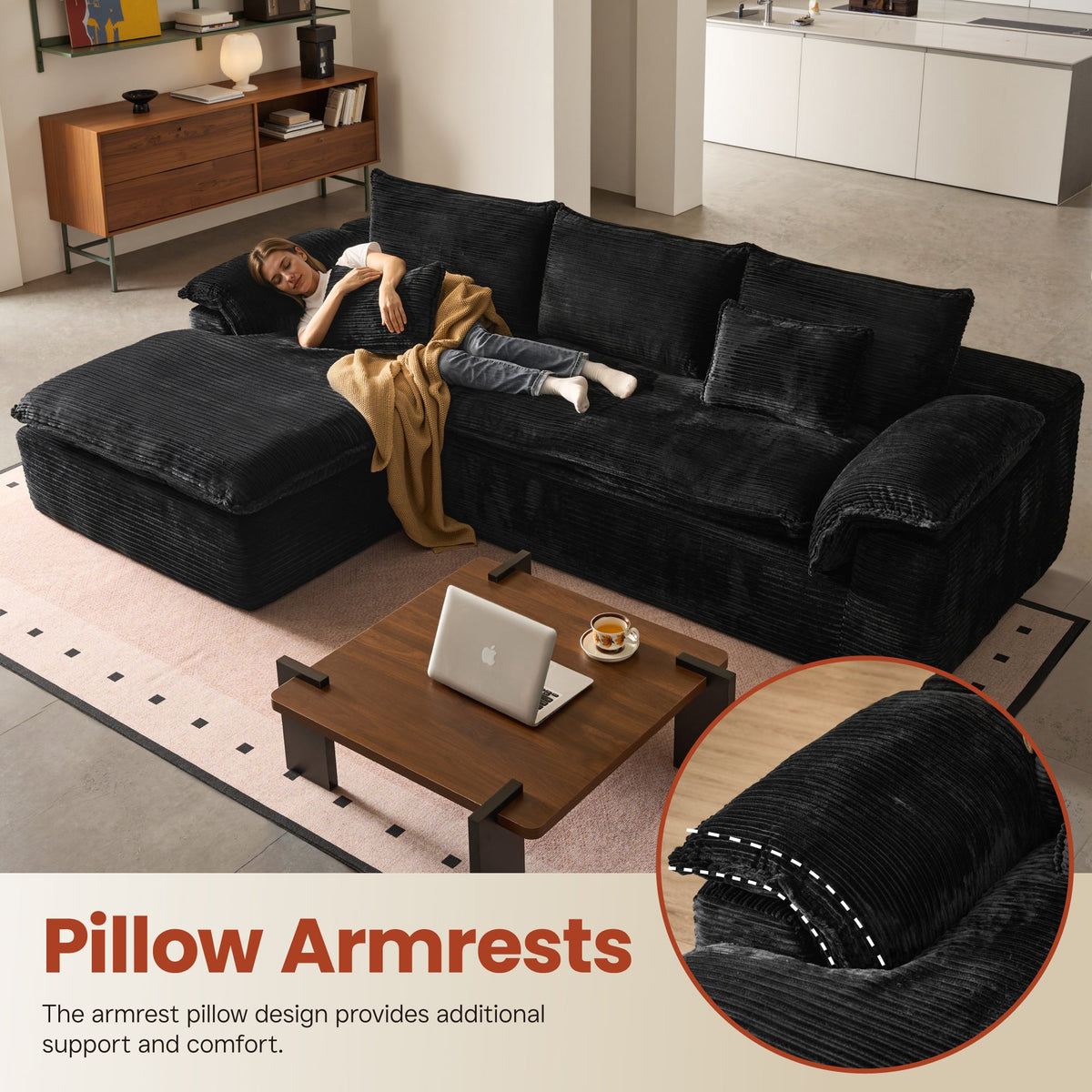 Modular Sectional Sofa with Chaise,Deep Seat Cloud Couch, Modern L-Shape