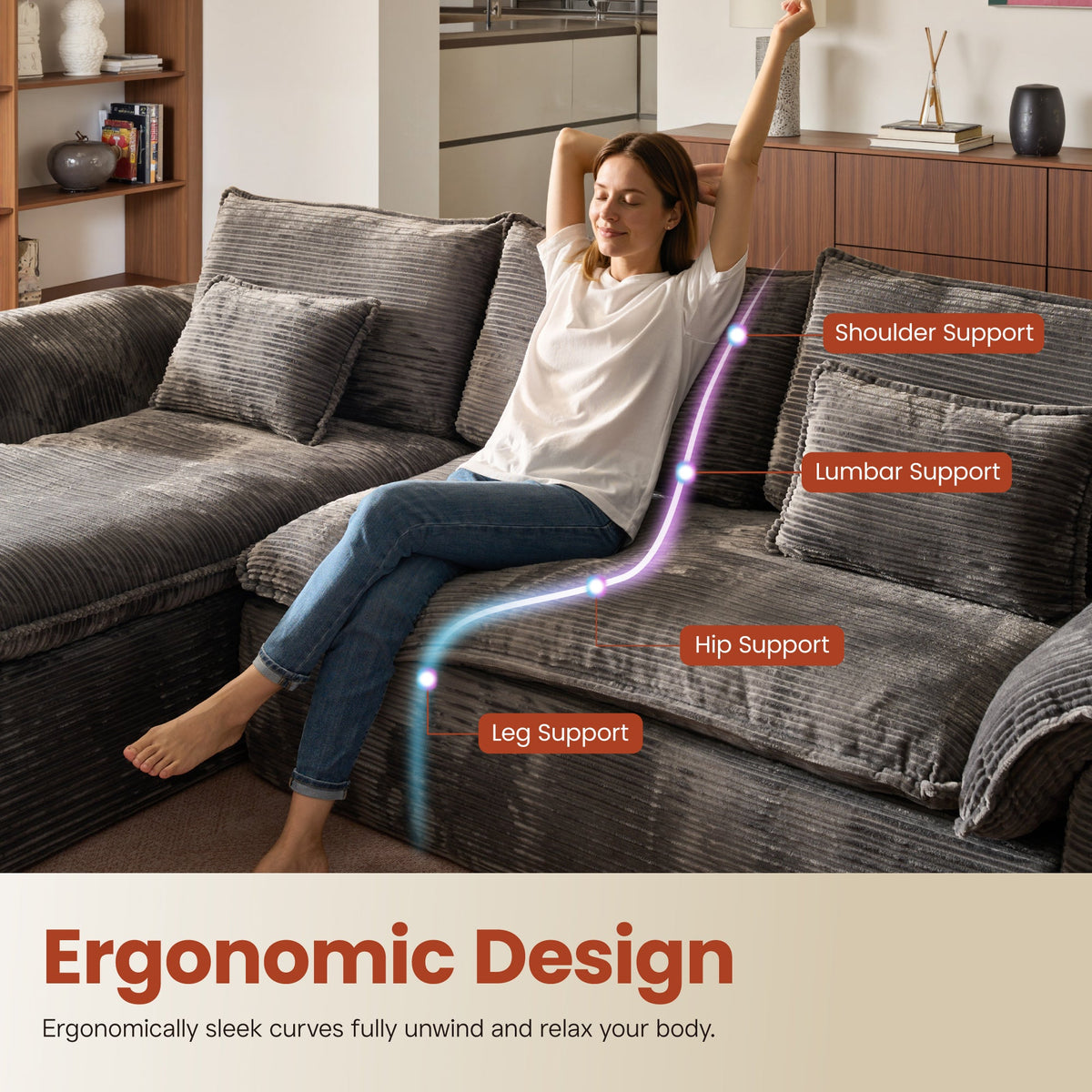 Modular Sectional Sofa with Chaise,Deep Seat Cloud Couch, Modern L-Shape