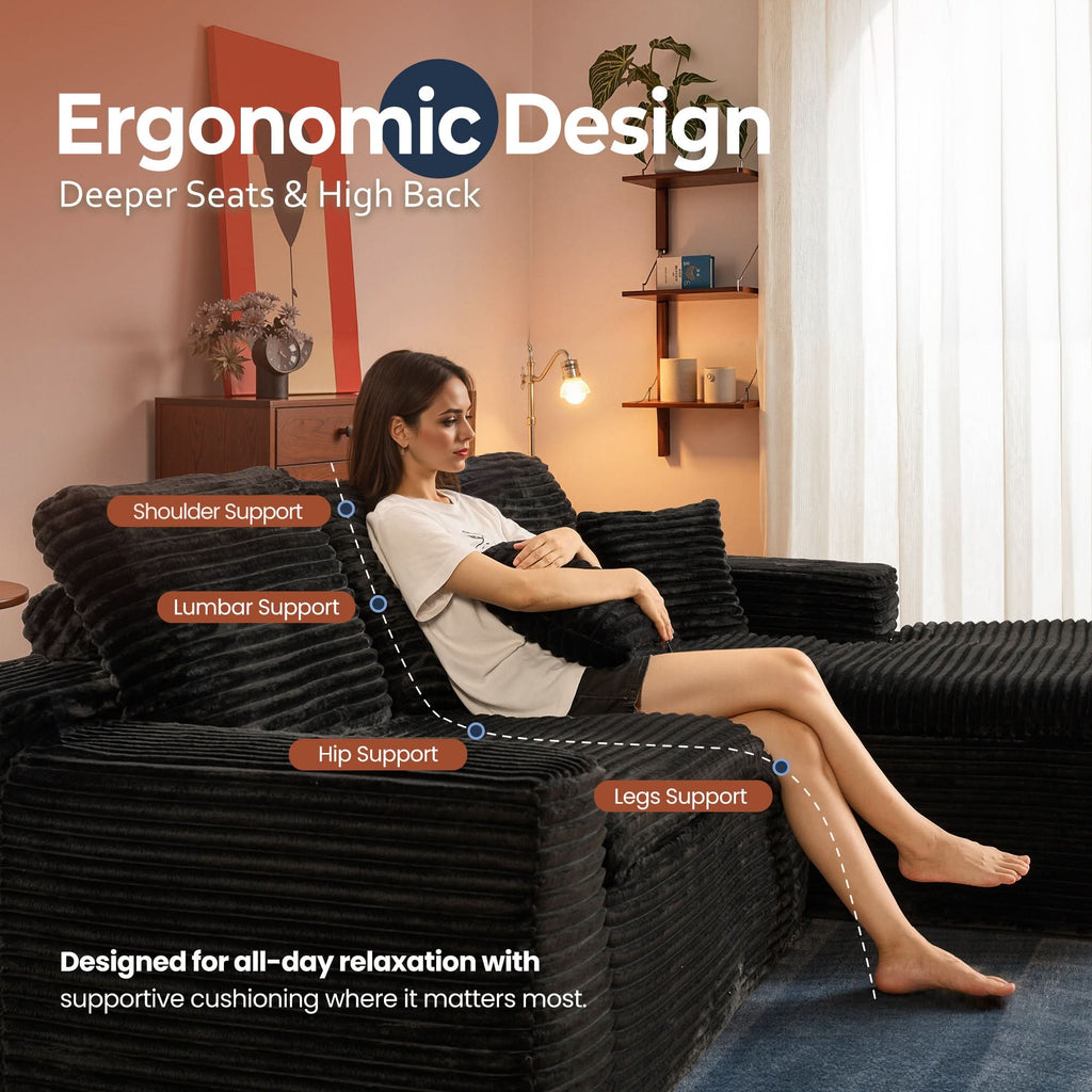 Modular Sectional Sofa with Chaise,Deep Seat Cloud Couch, Modern L-Shape