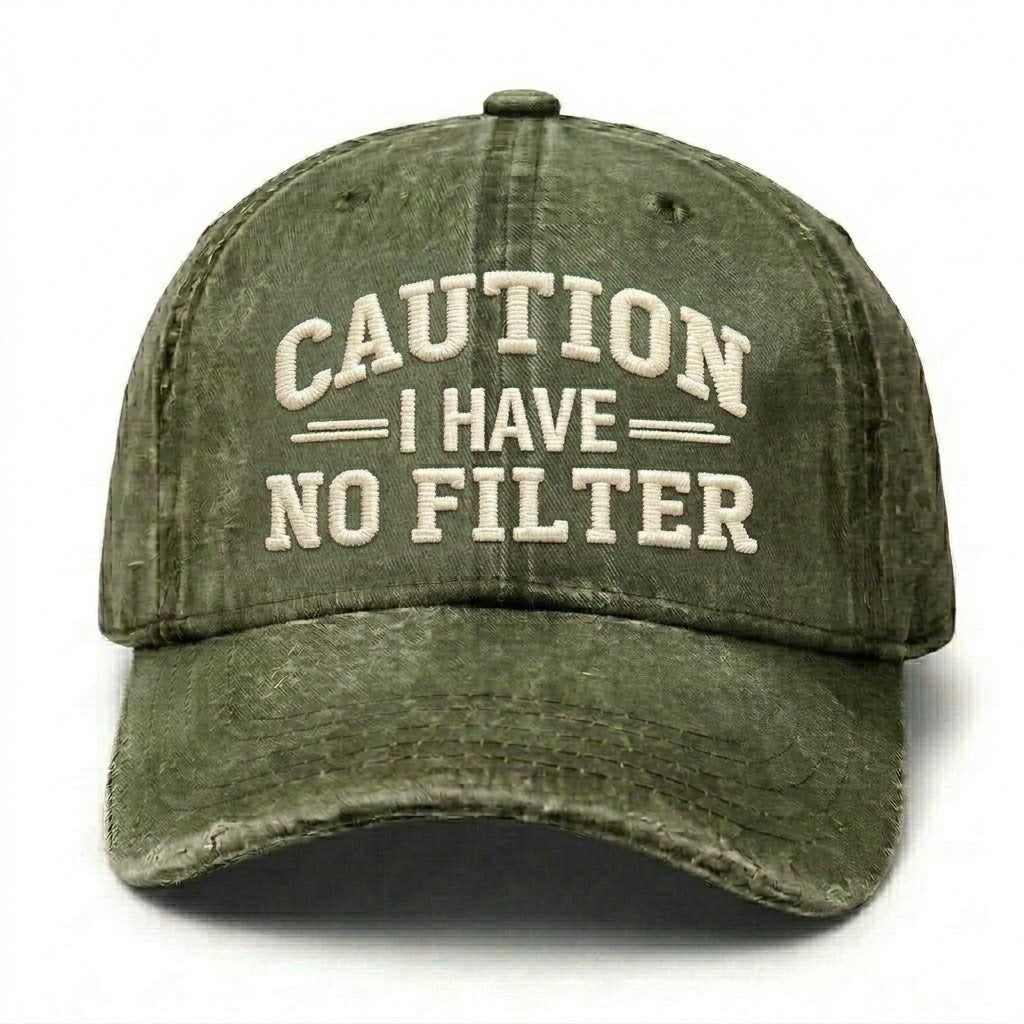 Caution I Have No Filter Embroidery Cap