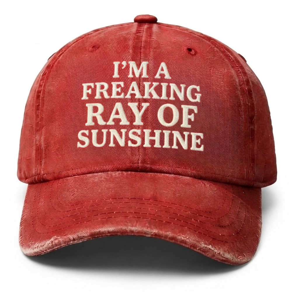 Vintage Wash "I'm A Freaking Ray Of Sunshine" Embroidered Cap