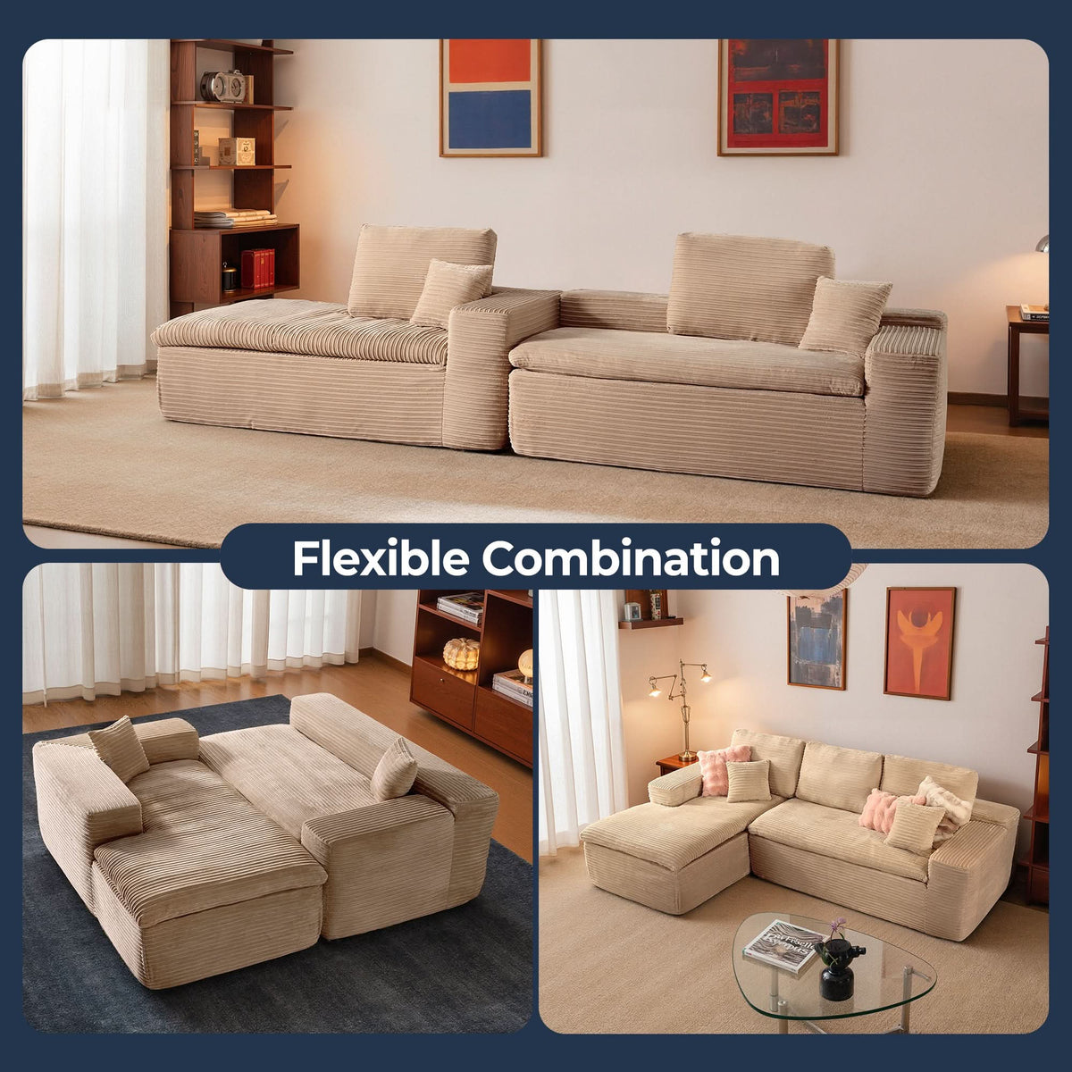 Modular Sectional Sofa with Chaise,Deep Seat Cloud Couch, Modern L-Shape