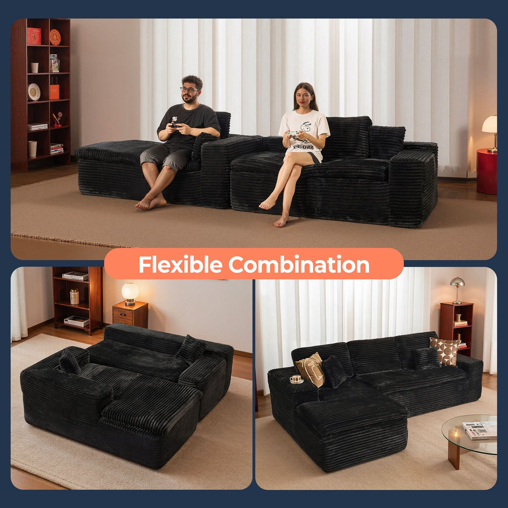 Modular Sectional Sofa with Chaise,Deep Seat Cloud Couch, Modern L-Shape