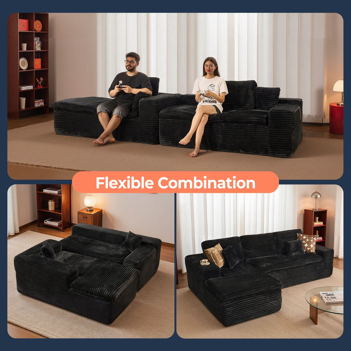 Modular Sectional Sofa with Chaise,Deep Seat Cloud Couch, Modern L-Shape