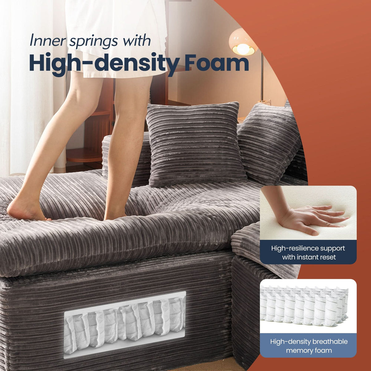 Modular Sectional Sofa with Chaise,Deep Seat Cloud Couch, Modern L-Shape