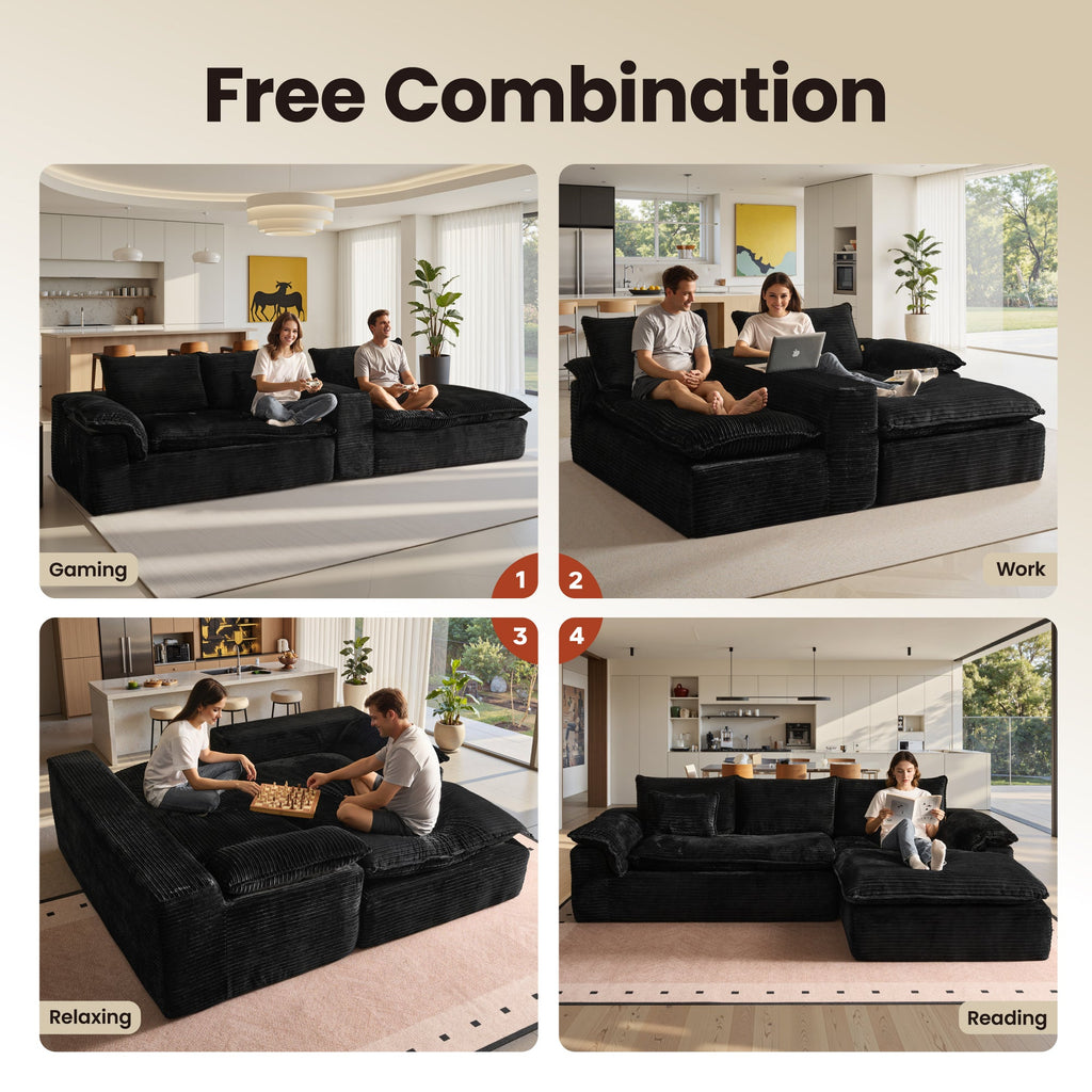 Modular Sectional Sofa with Chaise,Deep Seat Cloud Couch, Modern L-Shape