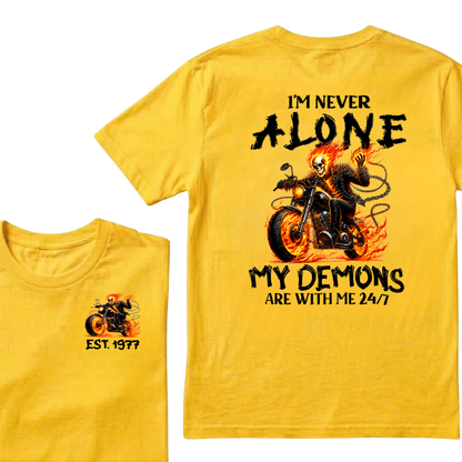 Custom EST.Year I'm Never Alone My Demons Are With Me 24/7 Graphic T-shirts