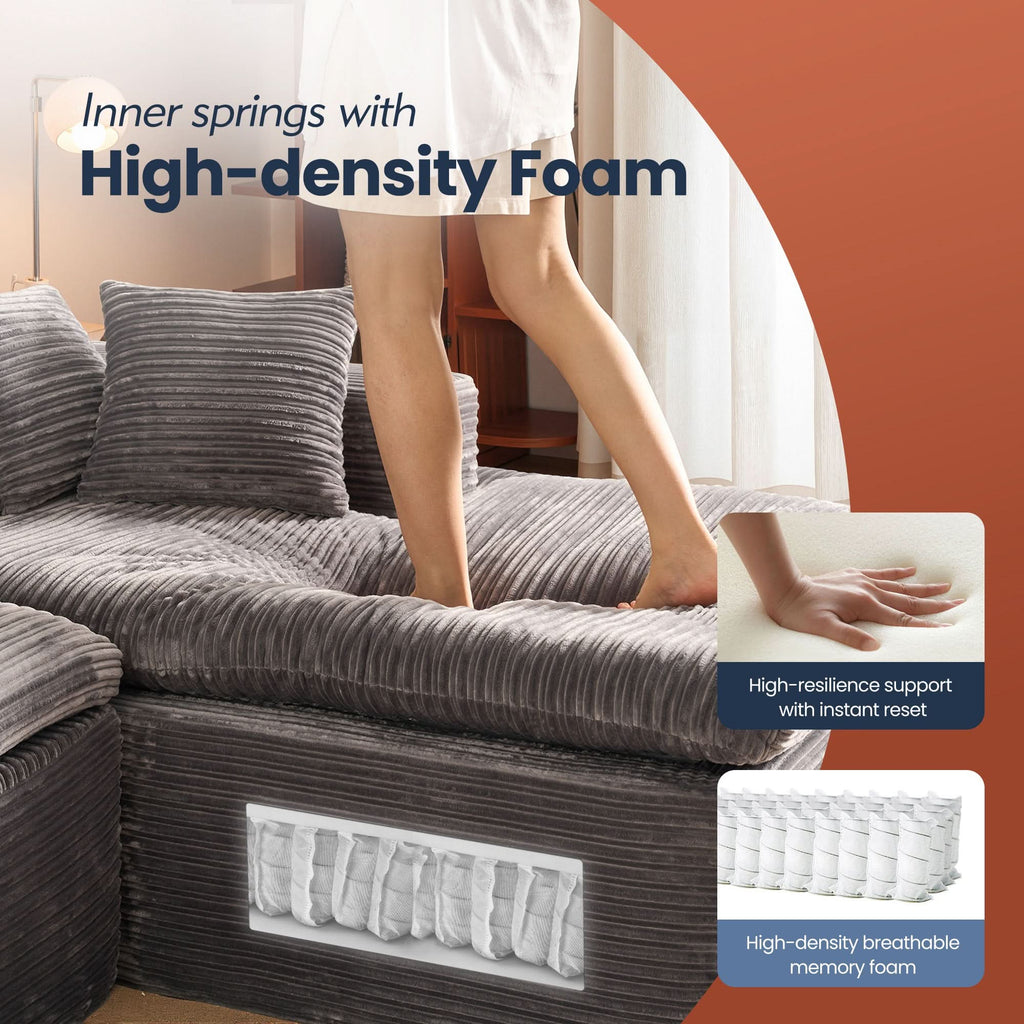 Modular Sectional Sofa with Chaise,Deep Seat Cloud Couch, Modern L-Shape