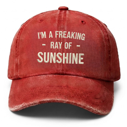 Vintage Washed "I'm A Freaking Ray Of Sunshine" Embroidered Cap