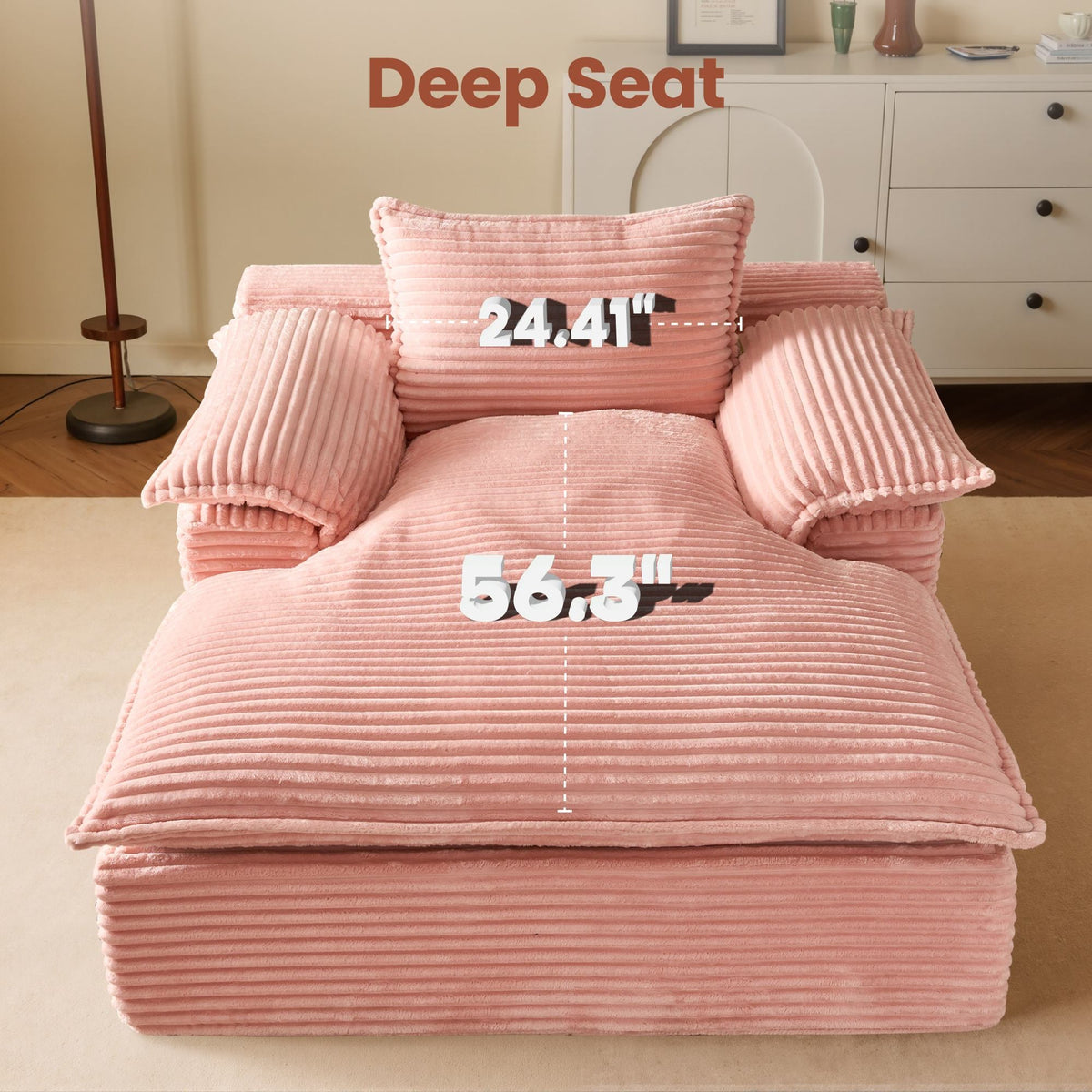 Boneless Lounge Chaise with Cloud Plush Sofa Bed