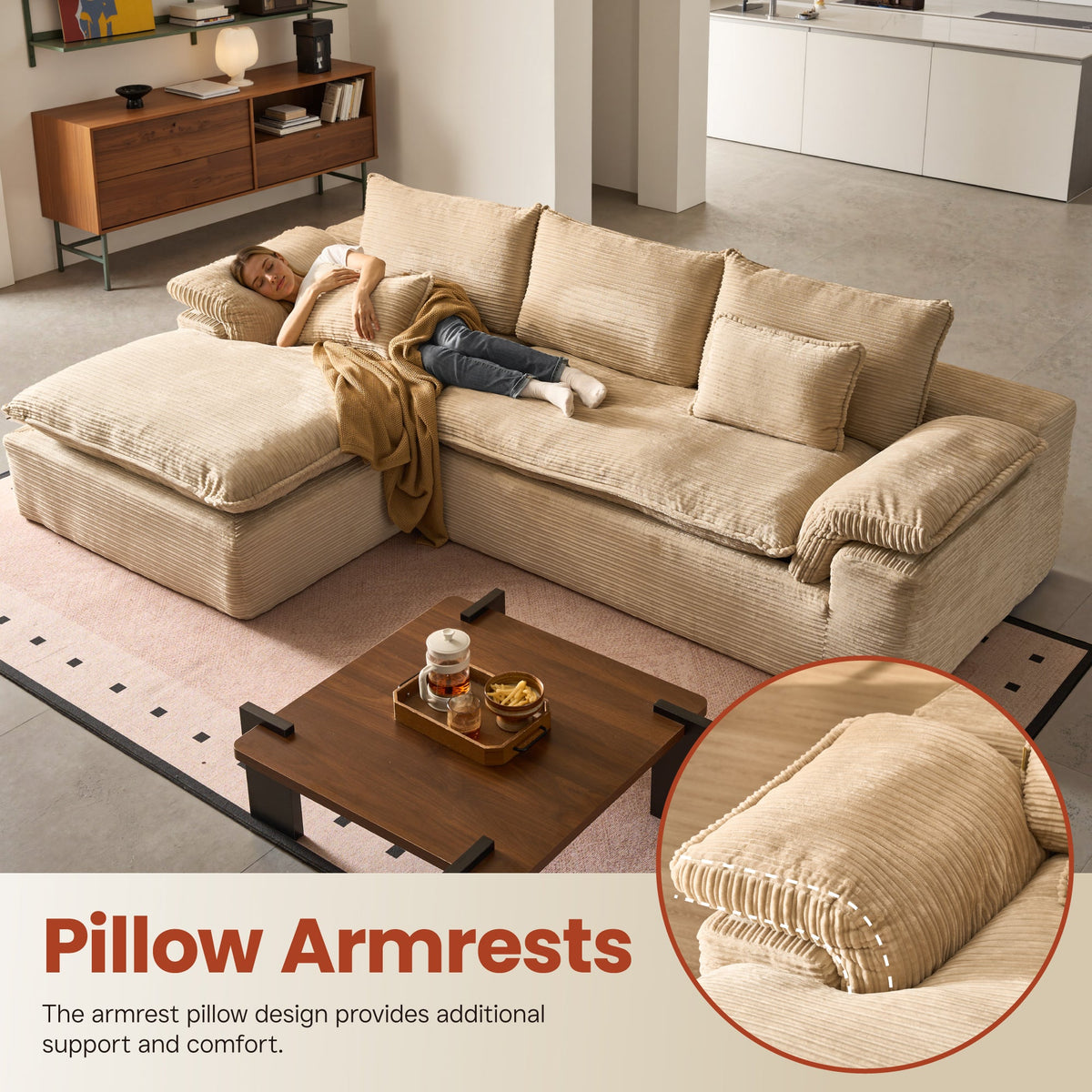 Modular Sectional Sofa with Chaise,Deep Seat Cloud Couch, Modern L-Shape