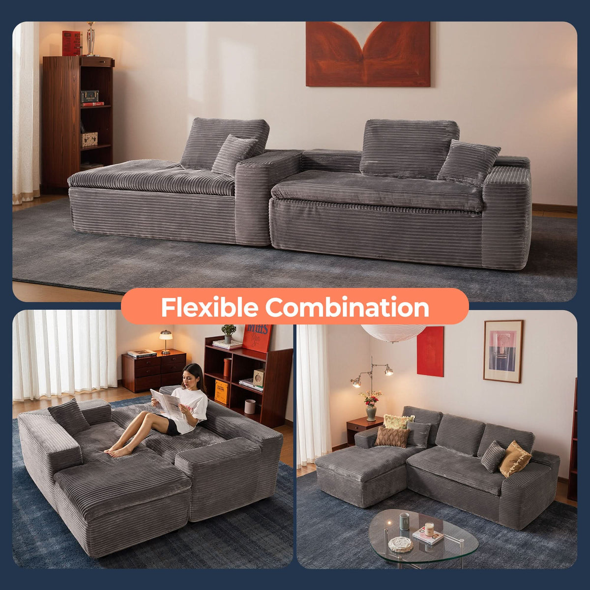Modular Sectional Sofa with Chaise,Deep Seat Cloud Couch, Modern L-Shape