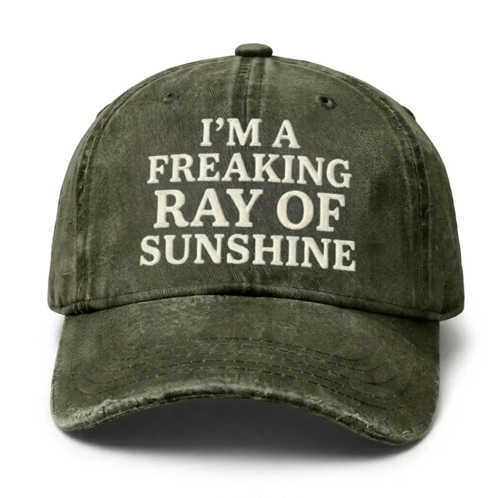 Vintage Wash "I'm A Freaking Ray Of Sunshine" Embroidered Cap