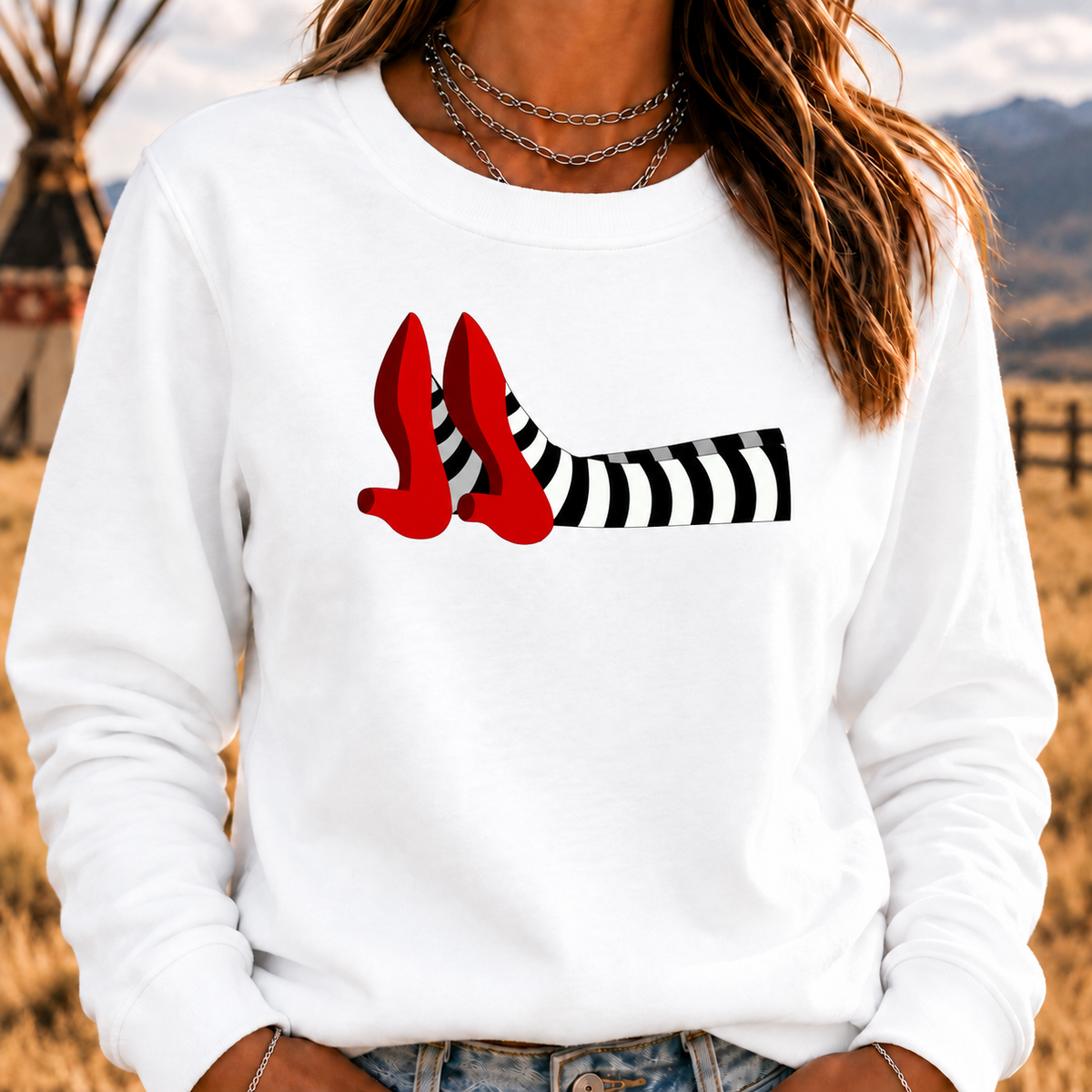 Ruby Red Slippers Boomer Retro Crewneck Sweatshirt