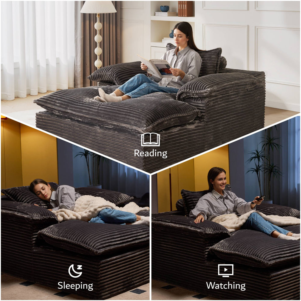 Boneless Lounge Chaise with Cloud Plush Sofa Bed
