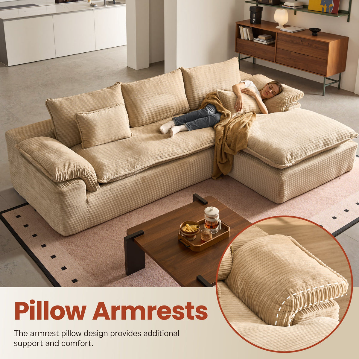 Modular Sectional Sofa with Chaise,Deep Seat Cloud Couch, Modern L-Shape