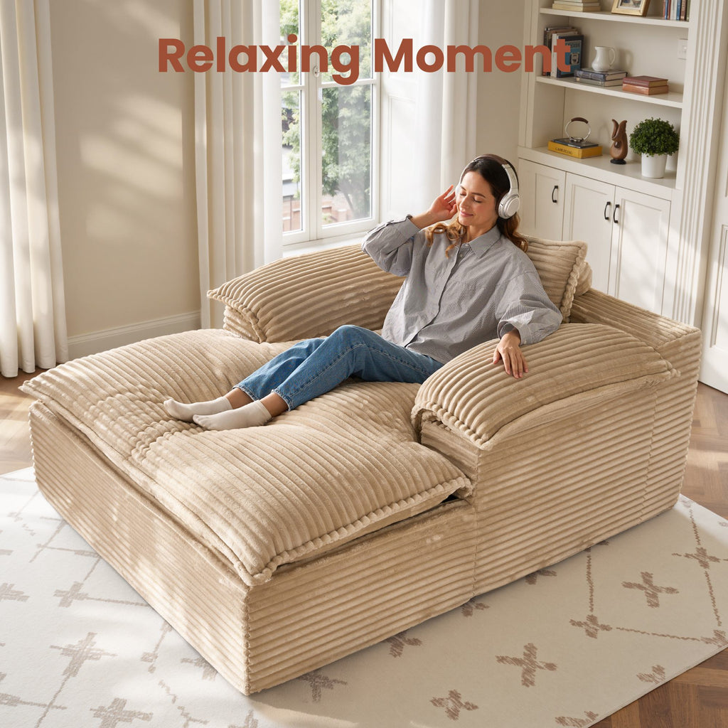 Boneless Lounge Chaise with Cloud Plush Sofa Bed