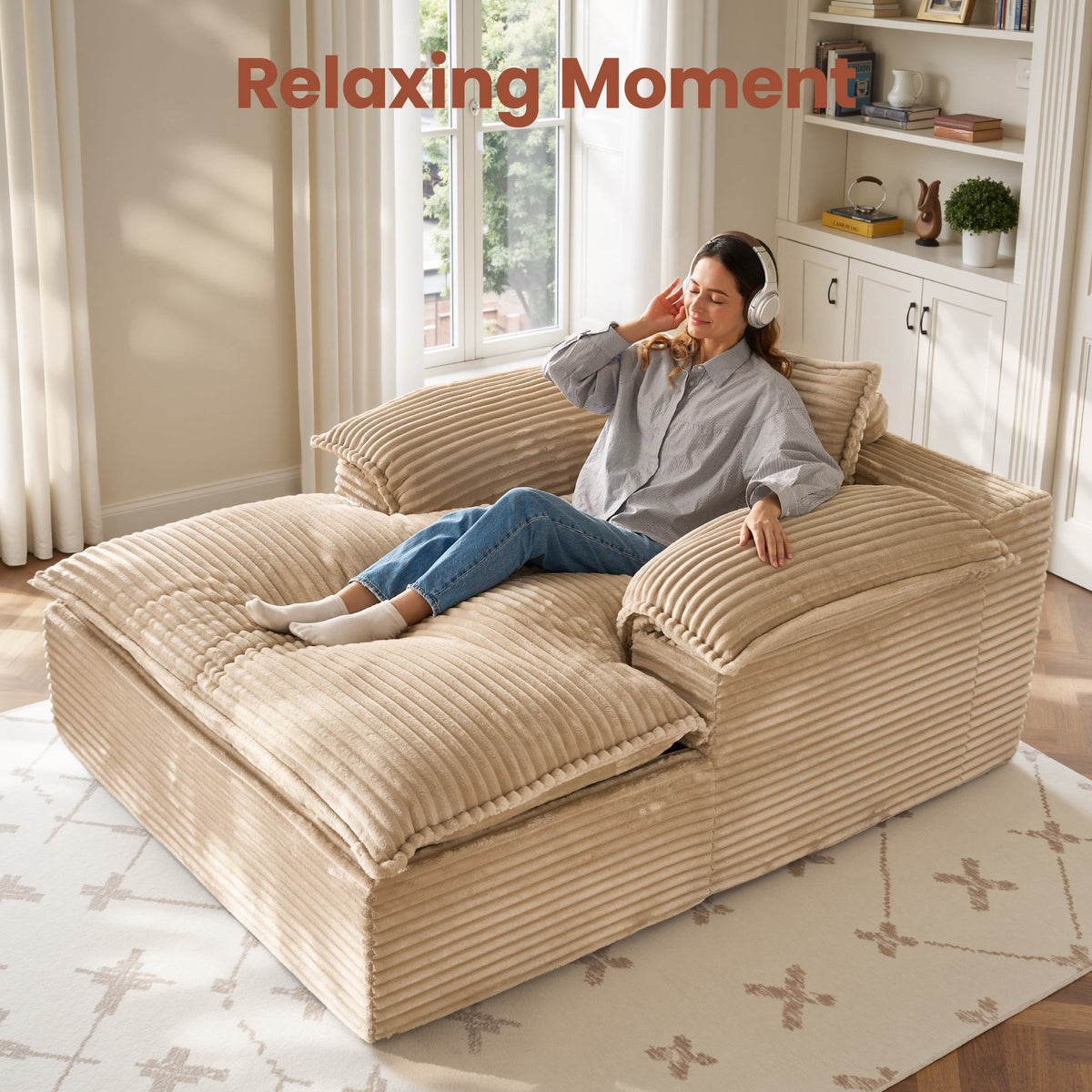 Boneless Lounge Chaise with Cloud Plush Sofa Bed