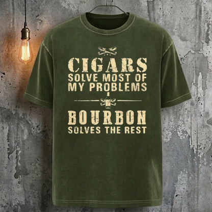 Cigars Solve Most Of My Problems Bourbon Solves The Rest T-Shirt