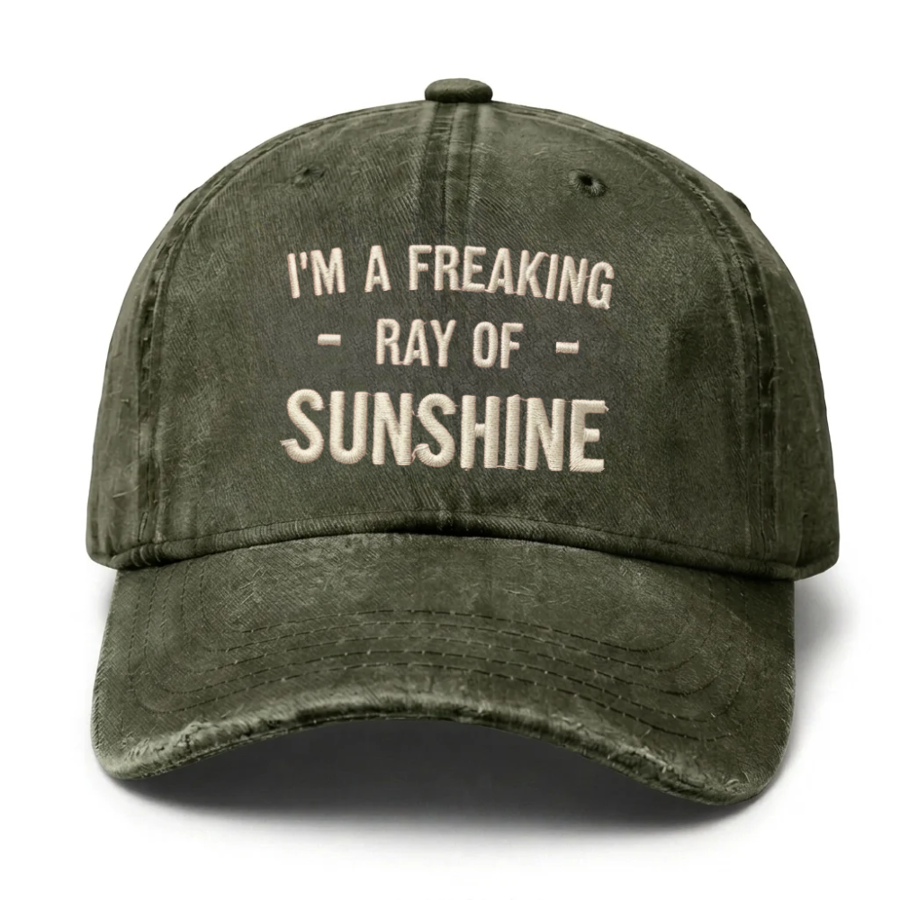 Vintage Washed "I'm A Freaking Ray Of Sunshine" Embroidered Cap