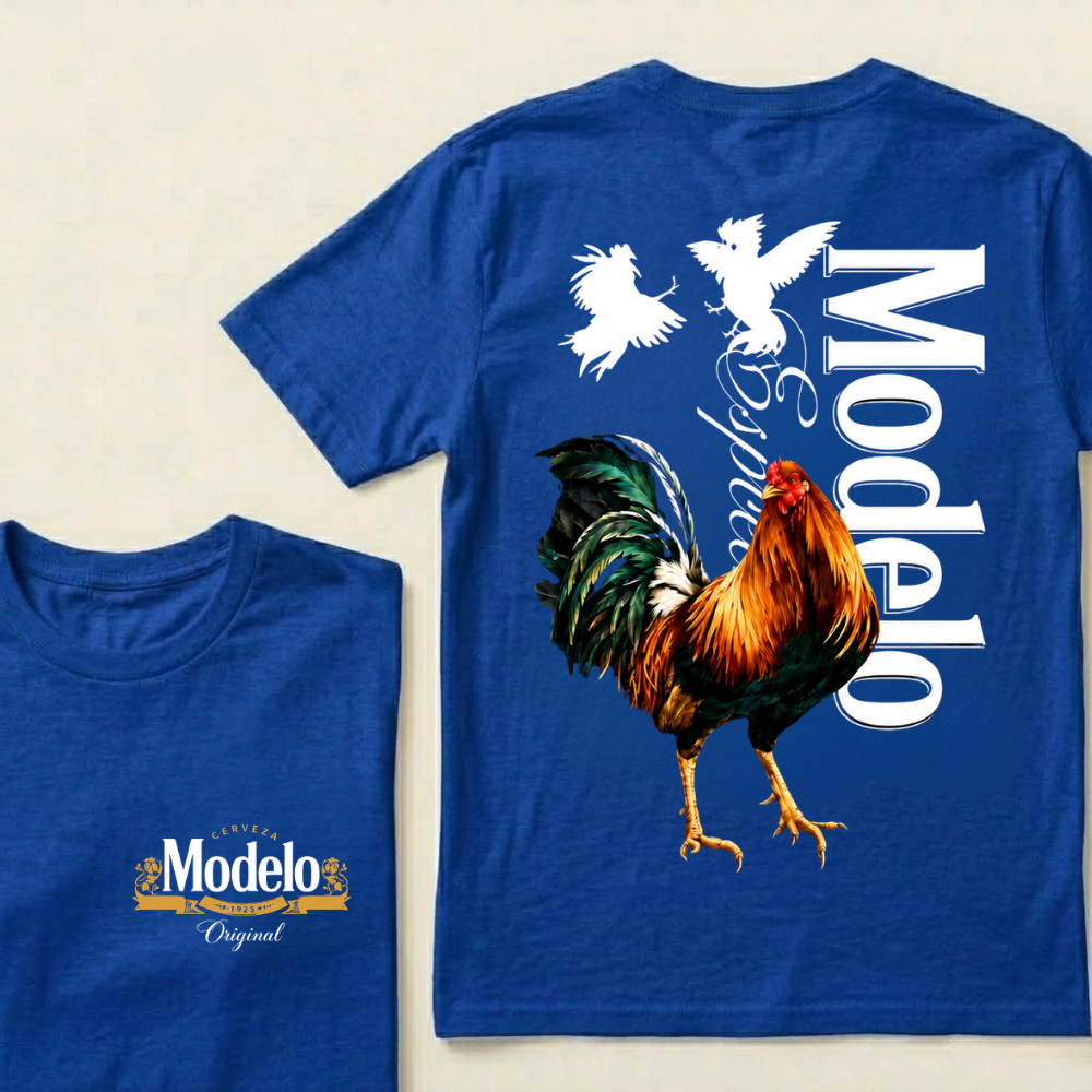 Modelo Rooster Colorful Bird Silhouettes Cerveza Modelo Original T-Shirts