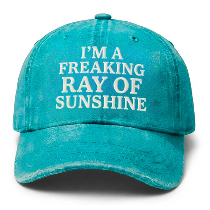 Vintage Wash "I'm A Freaking Ray Of Sunshine" Embroidered Cap