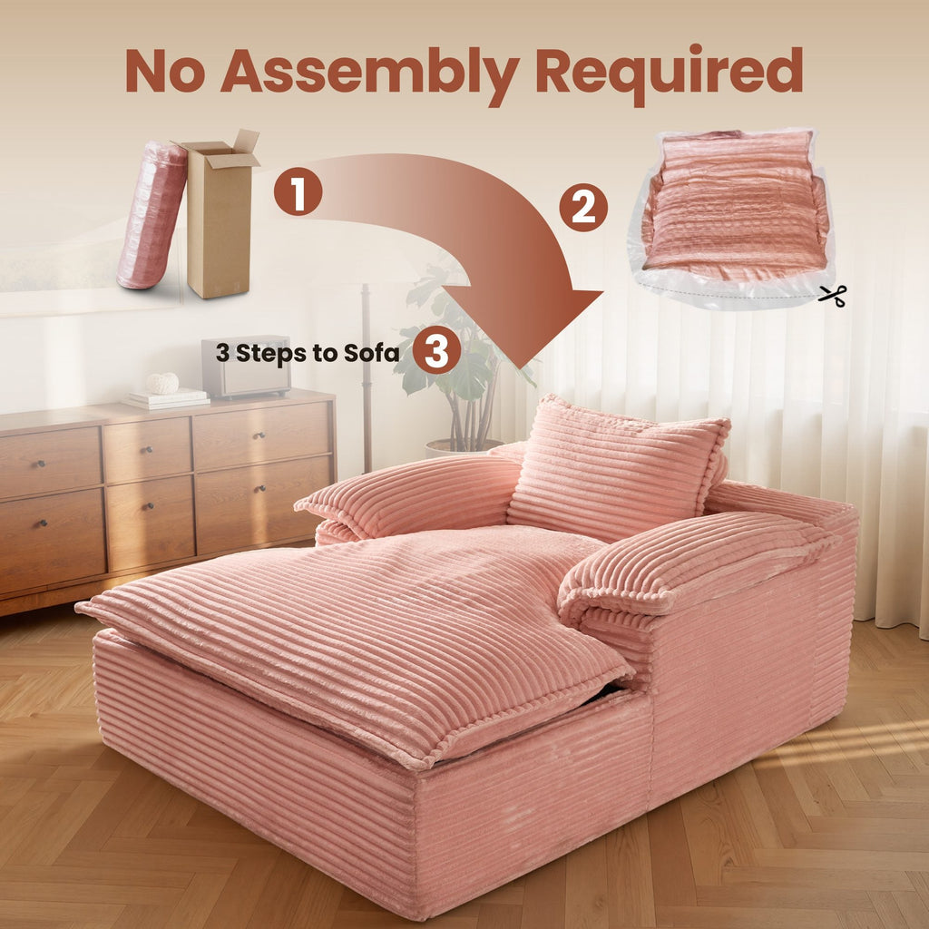 Boneless Lounge Chaise with Cloud Plush Sofa Bed