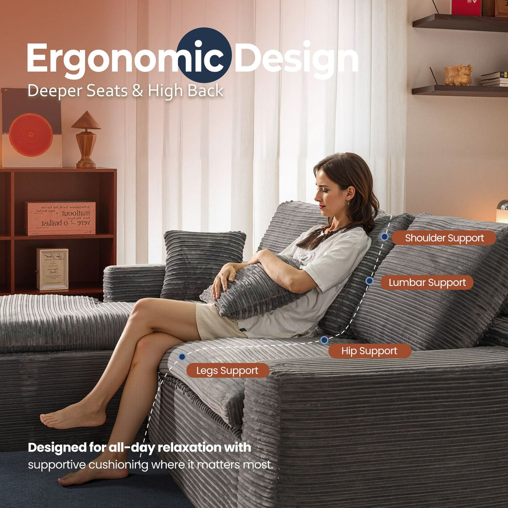 Modular Sectional Sofa with Chaise,Deep Seat Cloud Couch, Modern L-Shape