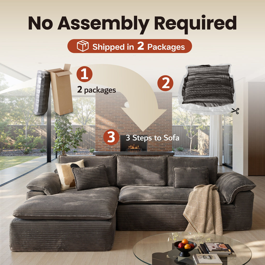 Modular Sectional Sofa with Chaise,Deep Seat Cloud Couch, Modern L-Shape