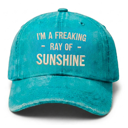 Vintage Washed "I'm A Freaking Ray Of Sunshine" Embroidered Cap