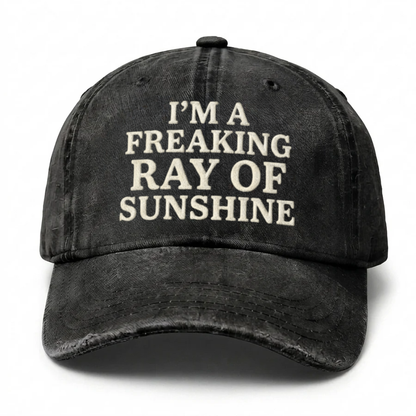 Vintage Wash "I'm A Freaking Ray Of Sunshine" Embroidered Cap