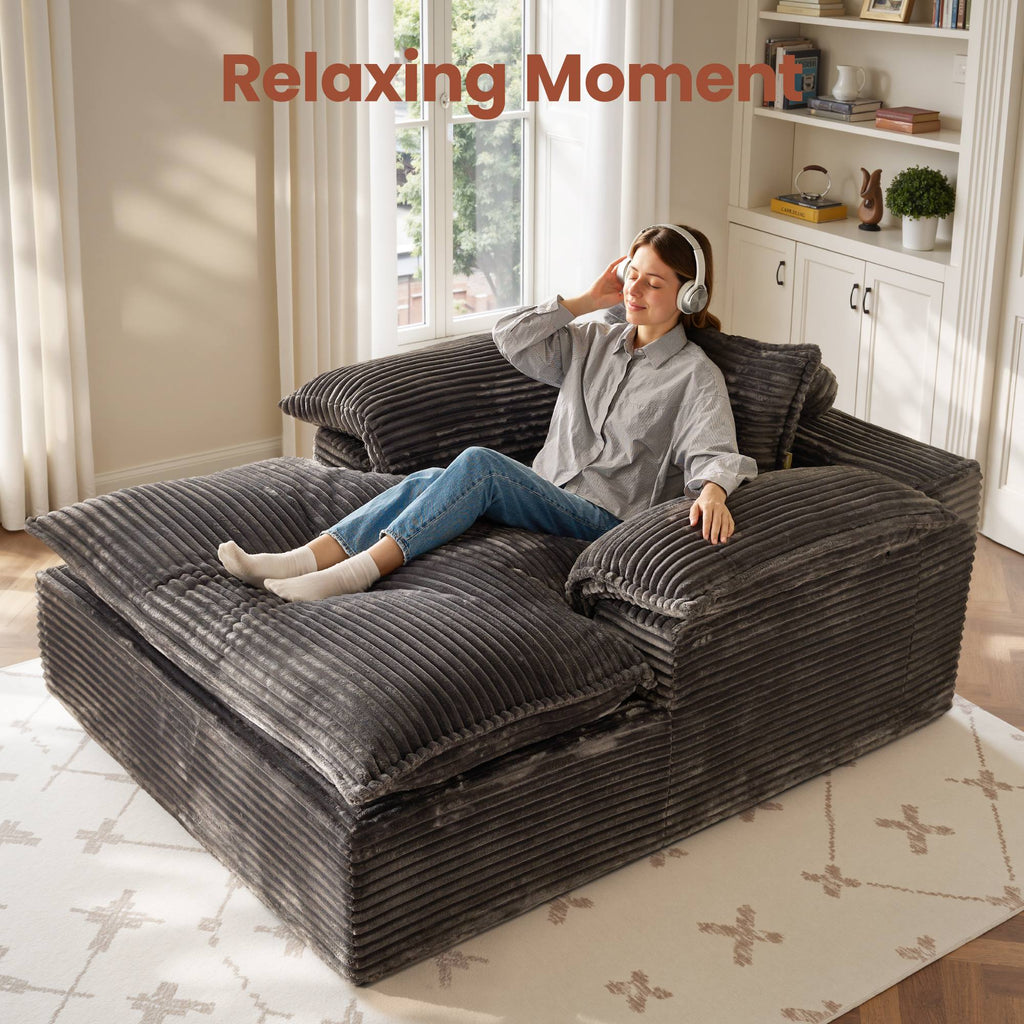 Boneless Lounge Chaise with Cloud Plush Sofa Bed