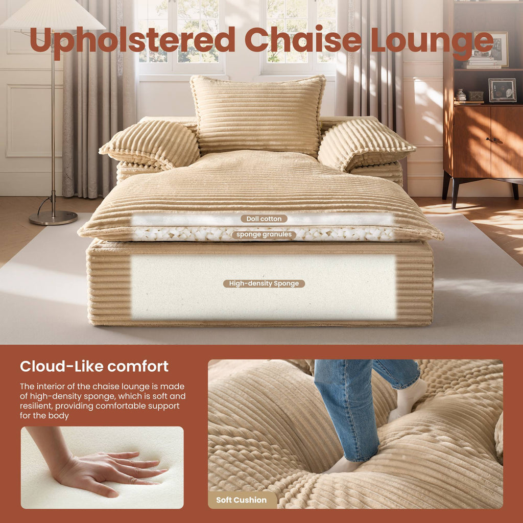 Boneless Lounge Chaise with Cloud Plush Sofa Bed