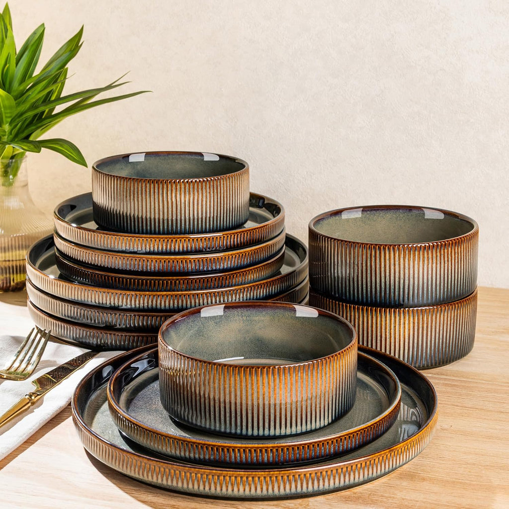 Elegant Ceramic Dinnerware Set – 12-Piece European Tableware Collection