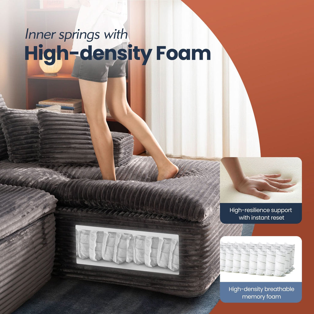 Modular Sectional Sofa with Chaise,Deep Seat Cloud Couch, Modern L-Shape