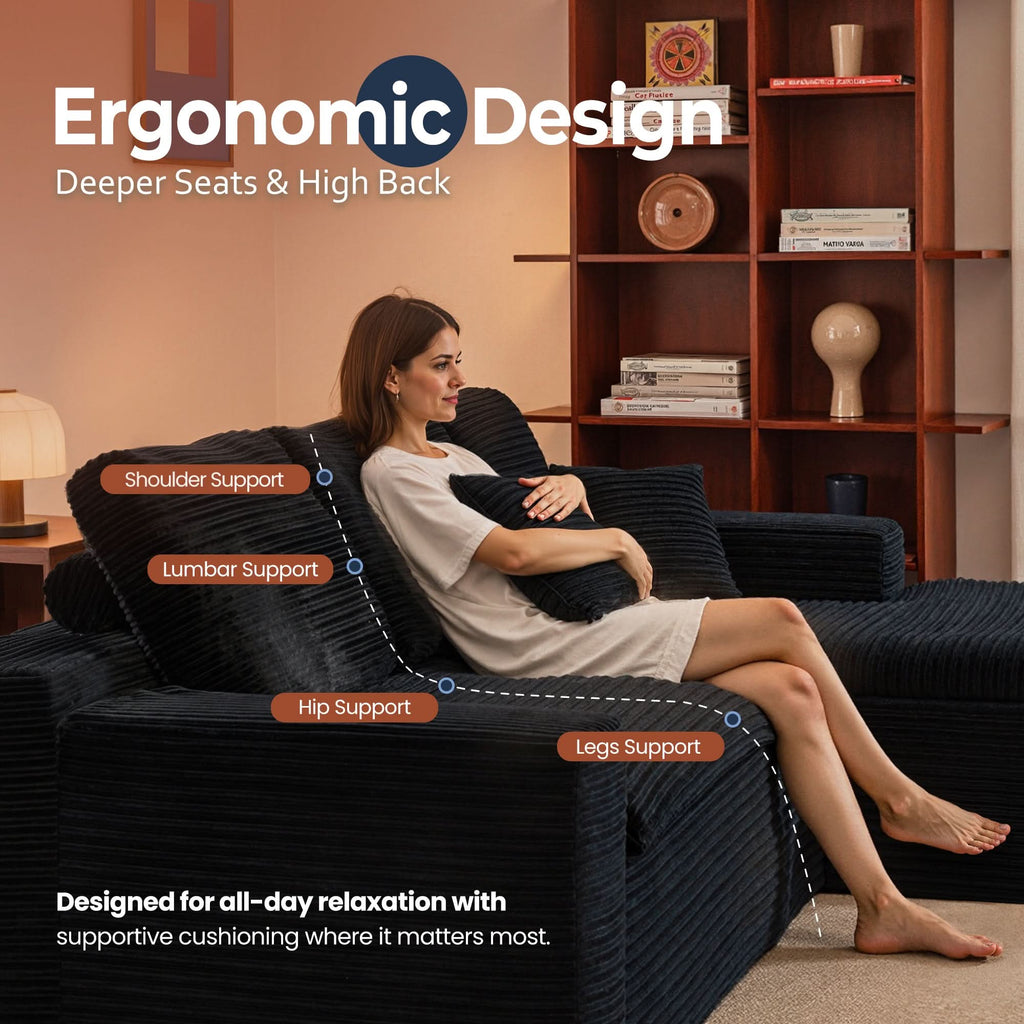 Modular Sectional Sofa with Chaise,Deep Seat Cloud Couch, Modern L-Shape