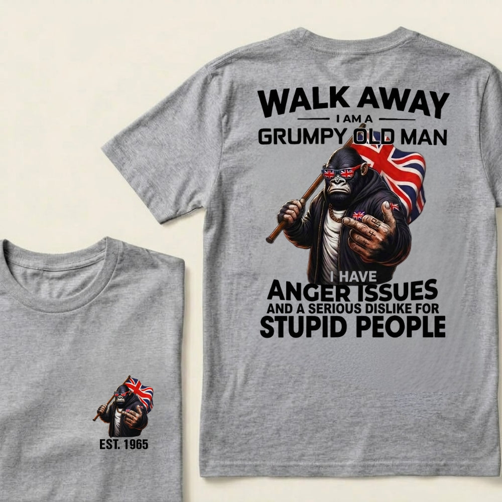 Custom EST.Year Walk Away I Am A Grumpy Old Man T-Shirt