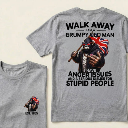 Custom EST.Year Walk Away I Am A Grumpy Old Man T-Shirt