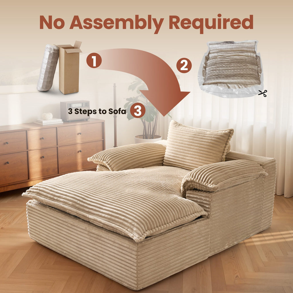 Boneless Lounge Chaise with Cloud Plush Sofa Bed