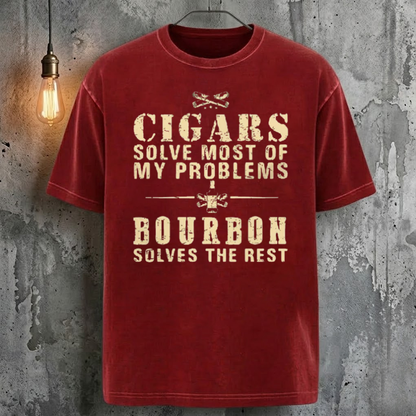 Cigars Solve Most Of My Problems Bourbon Solves The Rest T-Shirt
