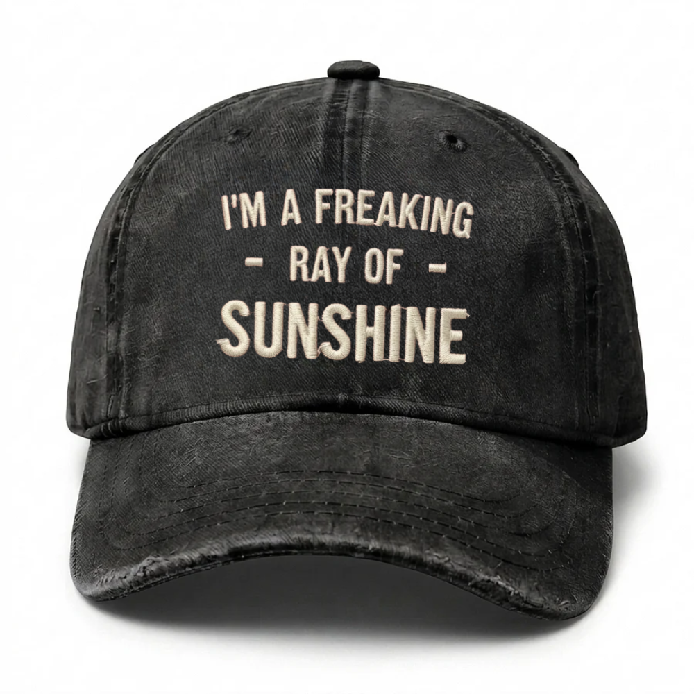 Vintage Washed "I'm A Freaking Ray Of Sunshine" Embroidered Cap